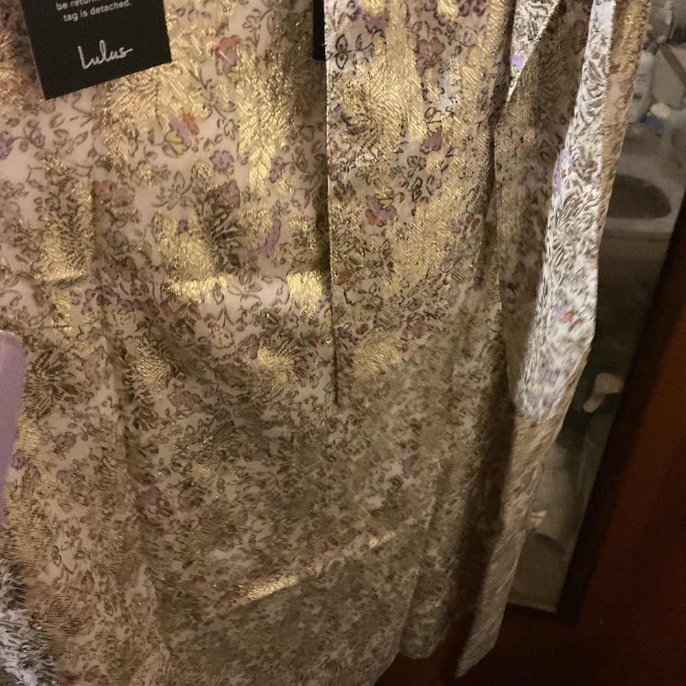 Lulu's Cream Sheath Dress Sleeveless Scoop Neck Wedding Guest NWT - Picture 7 of 7